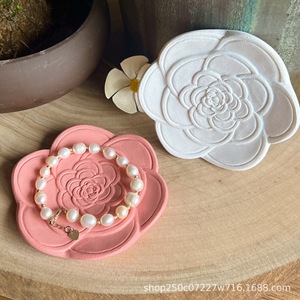 Plato de Resina para Exhibición de Joyas con Flores, 9 cm, Blanco, Estilo Europeo, Accesorio para Fotografía, Adorno - Product Image 3