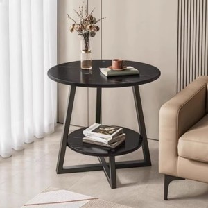 Table basse moderne de luxe, petite table d'appoint simple pour canapé double, table créative convertible et portable en bois et métal pour salon - Product Image 4