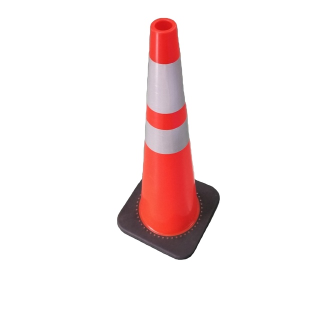 36" Fluorescent Orange Flexible PVC Traffic Cone Body Black Base with Rubber Plastic PE PU EVA Materials Safety Road Cone