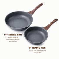 Poêle à frire antiadhésive tendance en aluminium, modèle best-seller avec manche ergonomique en bois pour camping et cuisine en extérieur