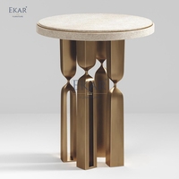 Table d'appoint ronde à pieds en métal moderne et élégante avec pied en bois Meuble console fonctionnel pour chambre à coucher et salon contemporains