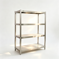 Étagère de rangement de cuisine en acier inoxydable facile à nettoyer, 4 niveaux, étagère commerciale pour restaurant, hôtel, vente en gros