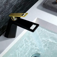 Robinet de lavabo élégant et moderne en laiton sans plomb, finition chromée, monocommande, à poser sur le comptoir, avec cartouche céramique, cascade, pour salle de bain et hôtel