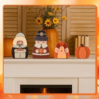 Décoration d'automne pour Thanksgiving : Ornements en bois, Paire de pèlerins, Panneaux de table, Style ferme vintage, Ornements de bureau imprimés UV