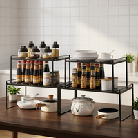Nouvel Organisateur de Tiroir Extensible en Métal à 1 Niveau pour Épices, Support de Rangement Coulissant Sous Étagère pour Cuisine, Vente en Gros