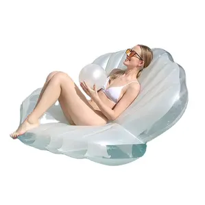 Inflável Seashell Pool Float Blow Up Clam Floatie com Pearl Ball para Piscina Summer Beach Party para Adultos