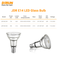Projecteur LED JDR-MCOB Alu- en verre argenté 5W 7W E14 avec LED SMD2835 230V Ra>80, LED-JDR-G