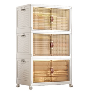 Wholesale Folding Stackable Plastic Drawers Storage Boxes Cabinet Organizers Containers with Wheels