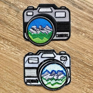 Patch per fotocamera di alta qualità <span class=keywords><strong>da</strong></span> viaggio ricamato Patch Iron o cucire su ricamo Patch <span class=keywords><strong>Applique</strong></span> personalizzate per esterni, <span class=keywords><strong>da</strong></span> viaggio, <span class=keywords><strong>da</strong></span> campeggio - Product Image 3