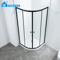 Porte de douche en verre de salle de bain de forme arrondie de conception moderne Weisdon, porte de douche coulissante en aluminium