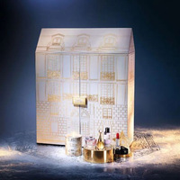 Boîte de calendrier de luxe foiling Gold edge noël marque privée rouge à lèvres papier tiroir bougie parfum compte à rebours boîte de calendrier de l'avent