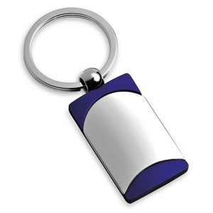 Llavero de metal azul brillante con anillo plateado y detalles morados para uso diario - Product Image 1