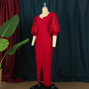 Abito da donna elegante con maniche a lanterna, vestibilità aderente, ricamo a occhiello, per ballo di fine anno, banchetti, <span class=keywords><strong>madre</strong></span> della sposa 2026 - Vendita all'ingrosso - Product Image 4