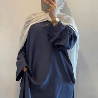 Abaya musulmane d'hiver Ramadan, couleur unie, polyester, grande taille, longueur cheville, légère, coupe ajustée, respirante, robe en satin tendance