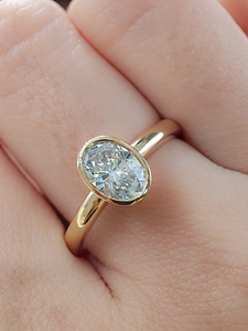 Bague <span class=keywords><strong>Solitaire</strong></span> Personnalisée en Or 14K avec Diamant de Laboratoire VVS Certifié IGI HPHT CVD 1CT, Bijou Fin, Bague de Fiançailles Ovale pour Femme - Product Image 4