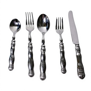 Ensemble de couverts en métal au design solide, 5 pièces, dernière arrivée, couverts de table réutilisables, écologiques, prix abordable - Product Image 1