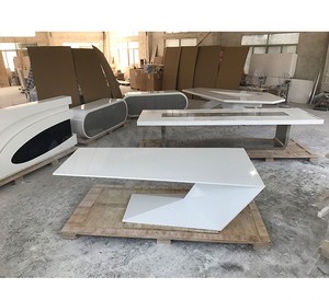 Desain spesial kustom warna buatan komputer Modern meja kantor furnitur permukaan Solid meja bos - Product Image 6