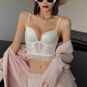 Soutien-gorge sexy en dentelle avec dos ajouré, style camisole, corset à baleines, pour femme - Product Image 1