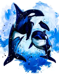 CHENISTORY toptan çerçevesiz boyama numaraları kiti katil balina duvar sanatı soyut resim tuval