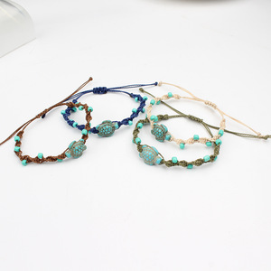 Cuerda de mano de tortuga turquesa hecha a mano estilo vacaciones en la playa de nuevo estilo. <span class=keywords><strong>Es</strong></span> una pulsera de pareja ajustable - Product Image 3