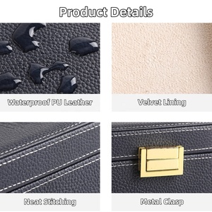 Sang Trọng PU Da Duy Nhất Hộp Đồng Hồ Handmade Kim Loại Clasp Không Thấm Nước Du Lịch Di Động Trường Hợp Biểu Tượng Tùy Chỉnh - Product Image 3