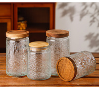 Botol Madu Kaca 500ml 700ml 1000ml dengan Tutup Kayu/Bambu, Wadah Kaca untuk Saus Cabai, Acar, Selai, Botol Kaleng