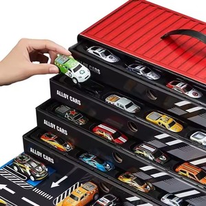 Set de Regalo de Coches Pequeños de Aleación Personalizados, Modelo de Coche de Juguete de Carreras Inercial Fundido a Presión con Función de Retroceso, Juguete de Coche de Rompecabezas en Contenedor - Product Image 1