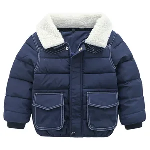 Pakaian Mantel Tebal Anak Laki-laki, Pakaian Luar Hangat Polos Musim Dingin untuk Anak Laki-laki