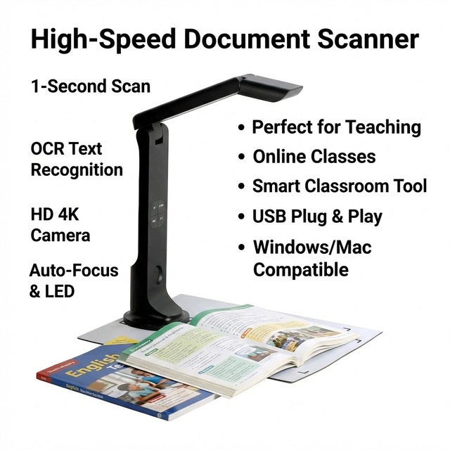 A4 A3 Digital Visualizer Scanner Book Paper Scanner Portable Visual Presenter USB High Speed Document Camera for PC