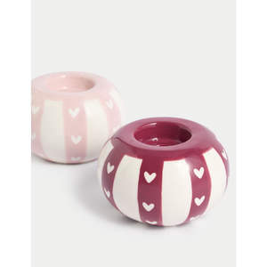Juego de 2 Portavelas Cilíndricos de Cerámica Decorativos con Diseño de Corazón para el Hogar, Bodas, Día de San Valentín, Marca <span class=keywords><strong>Jalo</strong></span> - Product Image 2