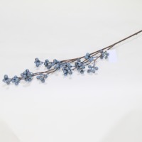 Vente en gros de branche de fruits artificielle de 75 cm en bleu poussiéreux, branche de baies artificielle pour décoration florale vintage, fournisseur chinois