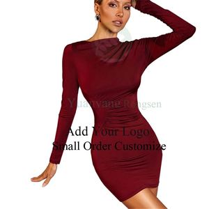 Abito <span class=keywords><strong>marrone</strong></span> cioccolato con scollo a barchetta, <span class=keywords><strong>maniche</strong></span> <span class=keywords><strong>lunghe</strong></span> e arricciature - Product Image 4