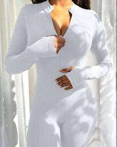 Combinaison de yoga de sport côtelée à manches longues avec fermeture éclair <span class=keywords><strong>pour</strong></span> femmes - Product Image 3