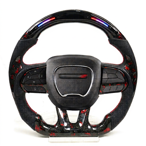 พวงมาลัยคาร์บอนไฟเบอร์หุ้มหนังหรูหรา TDD LED สำหรับ Dodge Challenger Charger SRT ปี 2015-2017 แบบกำหนดเอง 4 ก้าน ขนาด 40 มม. - Product Image 1