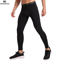 Leggings et pantalons de compression pour hommes à taille élastique, en Spandex/Polyester, vêtements de sport respirants et à séchage rapide pour les entraînements en salle de sport