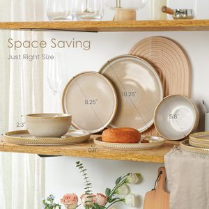 Service de table en grès EKA 12 pièces, assiettes et bols en céramique résistants aux rayures, compatibles lave-vaisselle et micro-ondes - Product Image 3