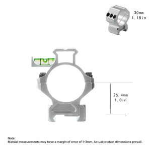 Anillas de mira telescópica BANGBANG con calibración horizontal y riel de extensión superior, altura central de 1.0 pulgadas (plateado) - Product Image 3
