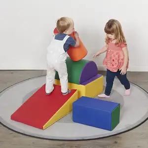 Bloques de escalada de espuma suave para niños pequeños, juego de actividades de patio de recreo interior con tobogán escalonado, juego de bloques de equipo de juego suave para niños pequeños