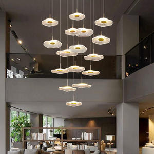 Candelabro de diseño de lujo para hotel, escalera, acrílico, hoja de loto, luces colgantes LED para decoración del hogar - Product Image 1