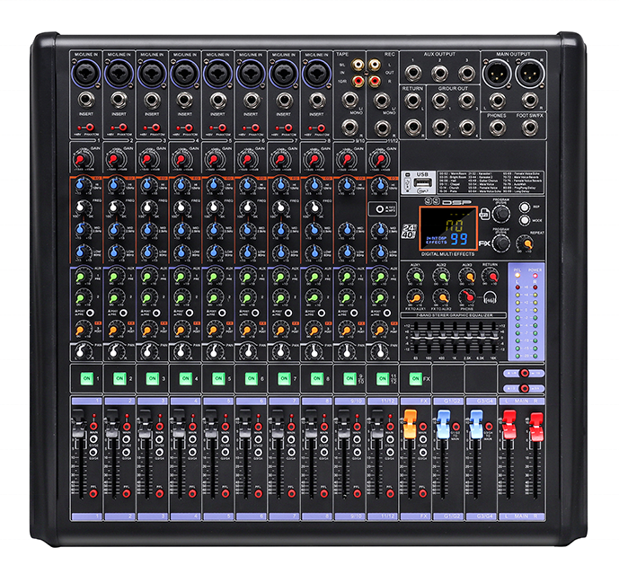 LXM12/16 профессиональный аудио микшер 12/16 канал 99dsp + mp3 + usb + bluetooth + звуковая карта pro аудио Звуковая консоль проектная система