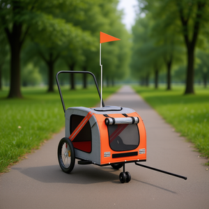 Remolque para Bicicleta para Mascotas, Color Naranja Gris, Tela Oxford Resistente, 2 Ruedas, para Viajes y Transporte al Aire Libre - Product Image 2