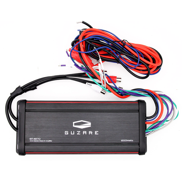 Marine Amp with IPX7 Waterproof 300 and 4 Channels Peak 4 Ohms Speaker Bridgeable to 200W 4 Ohms