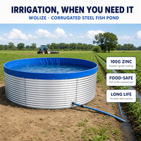 Réservoir d'eau en acier galvanisé de qualité export WOLIZE, panneau ondulé 100G, revêtement PVC zinc aviation, pour aquaculture, irrigation, lutte contre l'incendie, certifié CE