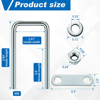 Chinese-made M6 M8 M10 M12 Stainless Steel 304 square U-shaped Bolts, Nuts and Fasteners