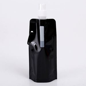 Outdoor Foldable Camping Travel and Sports Plastic 480Ml <b>Collapsible</b> Folding Water <b>Storage</b> Water Bag for With Carabiner Hook - Product Image 1