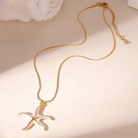 Collar de Acero Inoxidable con Baño de Oro de 18K, Serie Océano de Verano, Vida Marina, Esmalte Blanco Elegante, con Pez, Concha, Coral, Estrella de Mar y Tortuga