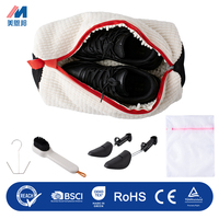 Ensemble de sacs de lavage pour chaussures en chenille épaisse, avec longueur de poils personnalisable, fermeture éclair, filet de séchage, embauchoirs et brosse