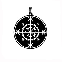 Collier Pendentif en Acier Inoxydable Gravé au Laser, Symbole Magique Vodou Veve Voodoo Kalfou Kafou Kalfu, Art, Cadeau Mignon, Cosplay