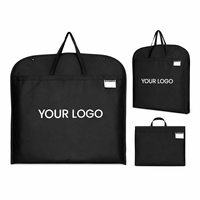 Housse de vêtement pliable noire personnalisable avec logo, en non-tissé, anti-poussière, avec poignée et fermeture éclair, portable pour voyage, costume, robe, vêtements, pour la maison