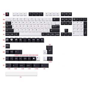 Teclas GMK Cherry V2 PBT, perfil Cherry, 135 teclas, sublimación de tinta, blanco y negro, para teclado mecánico, distribución <span class=keywords><strong>UK</strong></span>/IT/DE/US/FR/ES - Product Image 1
